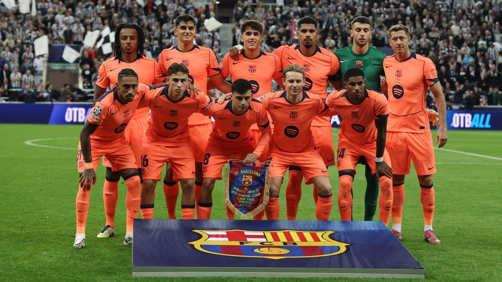 Champions League Team Photo Barcelona v Newcastle
