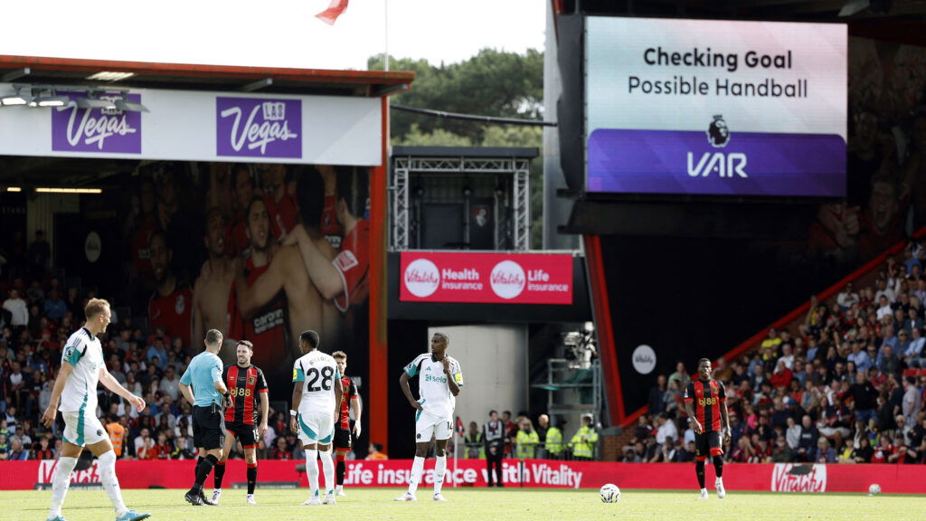 Bournemouth Newcastle VAR Screen Checking Handball