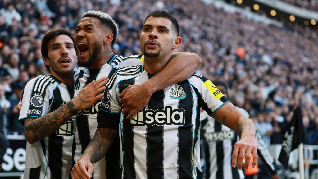 Bruno Guimaraes Celebración Del Gol Joelinton Tonali Newcastle