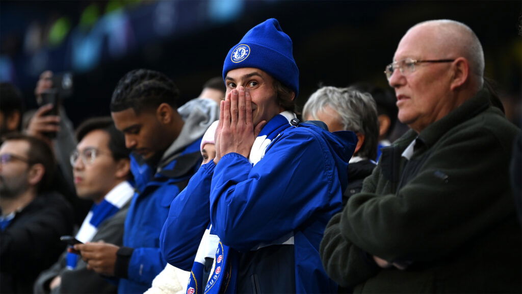 Chelsea Fan Hands Over Face