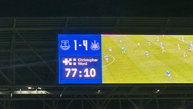Everton v Newcastle Score On Screen