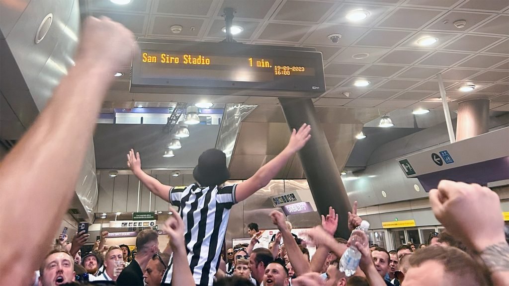 Newcastle Fans Metro Station Milan San Siro