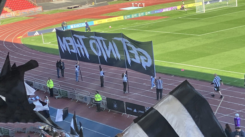 Get Into Them Banner Newcastle Women Gateshead Stadium