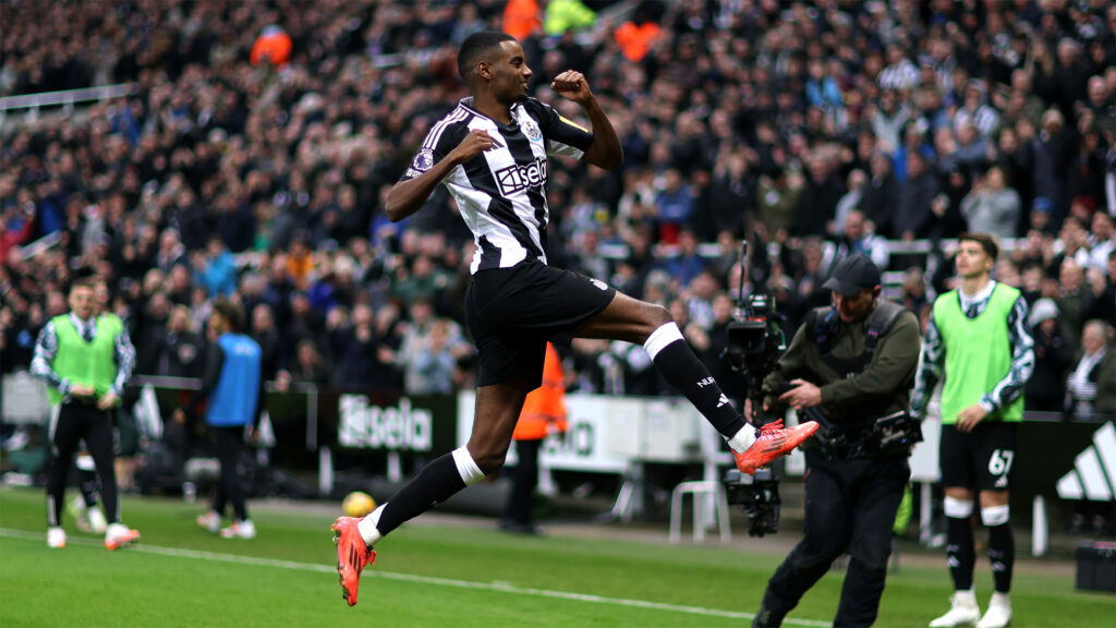 Alexander Isak Goal Celebration Jumping Newcastle