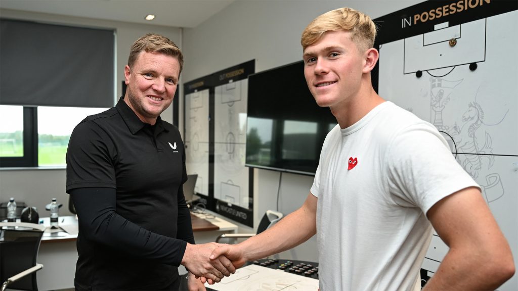 Lewis Hall Shaking Hands Eddie Howe