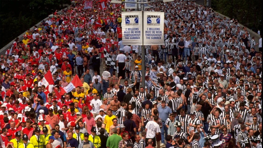 Newcastle and Arsenal Fans Wembley Way FA Cup Final 1989
