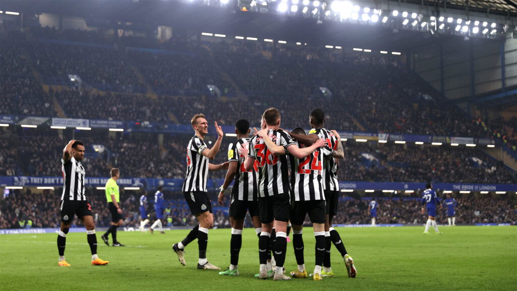 Newcastle Players Celebrate Chelsea