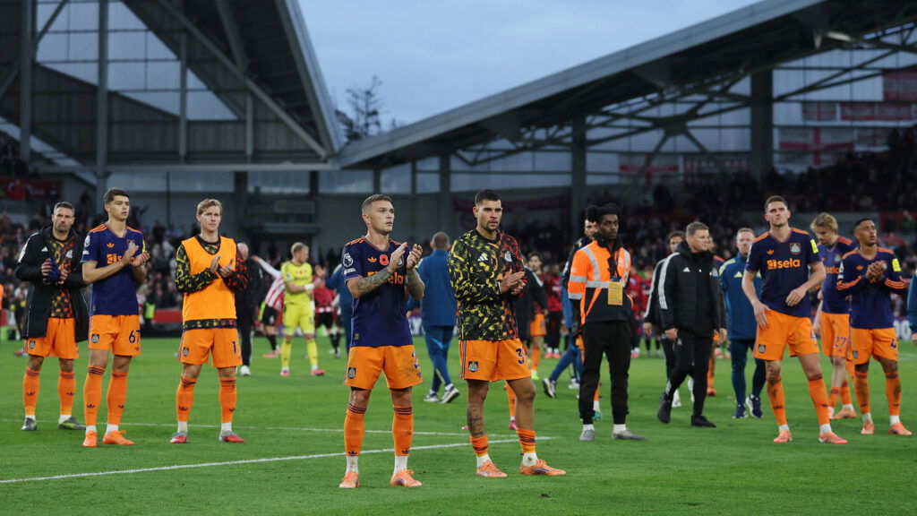 Newcastle Players Clapping Fans Brentford