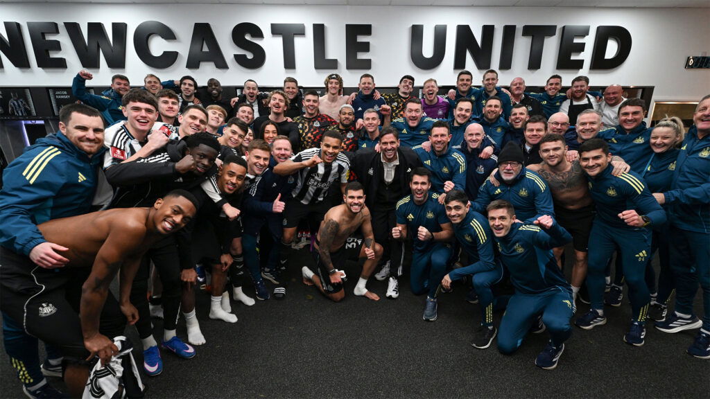 Newcastle United Team Dressing Room Celebration Victory Bournemouth