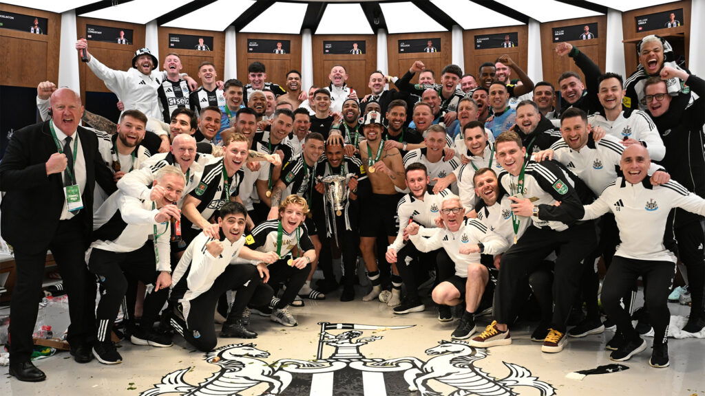 Newcastle United Team Dressing Room Celebration Wembley