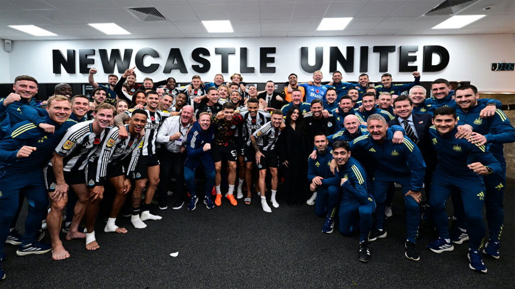 Celebración en el vestuario del Newcastle United